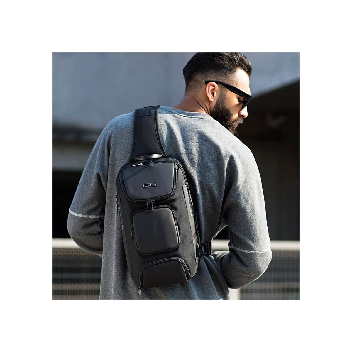 Bange Ανδρική Τσάντα Στήθους crossbody 7086 Μαύρη